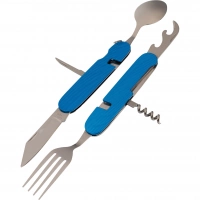 Многофункциональный походный нож (ложка,вилка,нож) 6-в-1, синий купить в Вологде