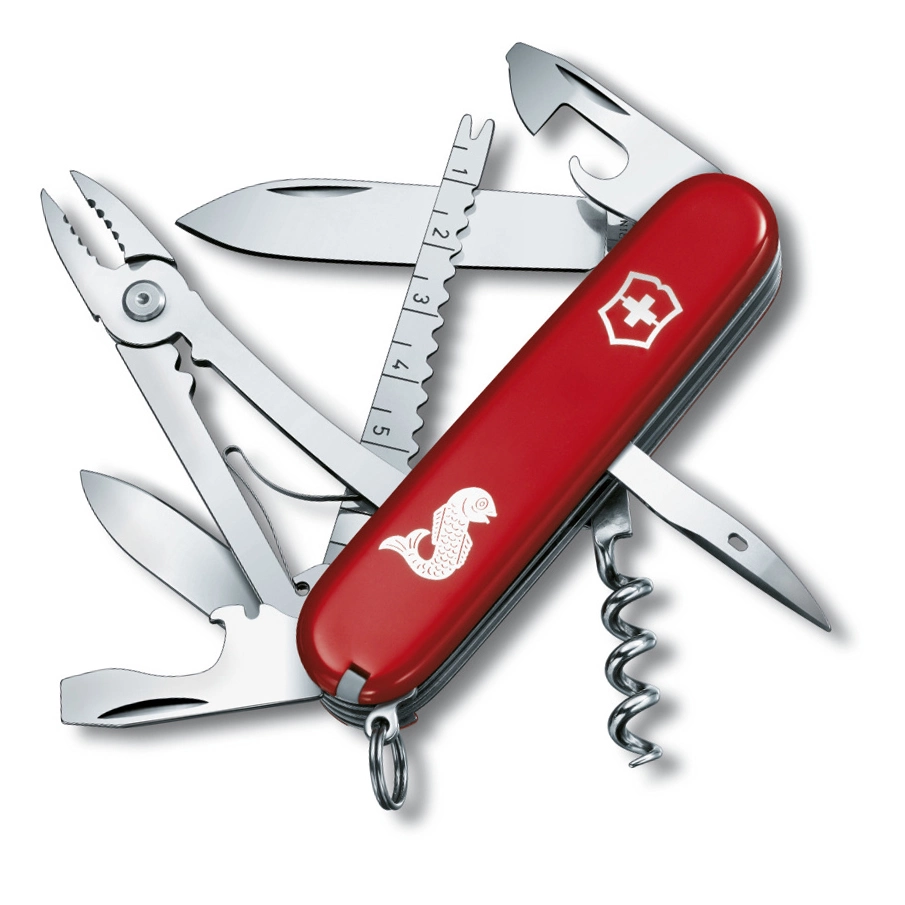 Нож перочинный Victorinox Angler, сталь X55CrMo14, рукоять Cellidor®, красный