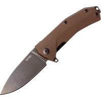 Нож складной LionSteel KUR BBR G10 Brown Flipper, сталь Stonewashed & PVD-Coated Uddeholm Sleipner®, стеклотекстолит, коричневый купить в Вологде