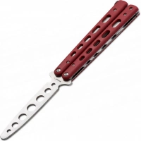 Тренировочный нож-бабочка (балисонг) Balisong Trainer, Boker Plus 01BO712, клинок из нержавеющей стали Zero-ground Plain (без заточки), рукоять стеклотекстолит G10, красный купить в Вологде