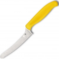 Универсальный кухонный нож Spyderco Z-Cut Serrated Offset Kitchen, сталь CTS™ — BD1 Alloy, рукоять желтый полипропилен купить в Вологде