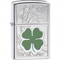 Зажигалка ZIPPO Classic «Клевер» с покрытием High Polish Chrome купить в Вологде